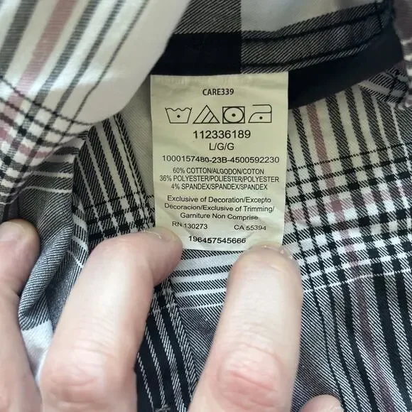 Wrangler Men Large Black Plaid Outdoor Short Sleeve Shirt with UPF 40 Protection - Picture 14 of 14